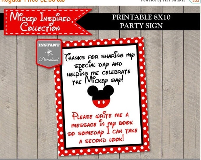 SALE INSTANT DOWNLOAD Classic Mouse 8x10 Guest Book Autograph Printable Party Sign / Classic Mouse Collection / Item #1591
