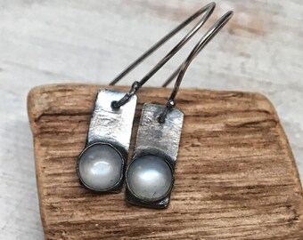 White moonstone sterling silver drop earrings