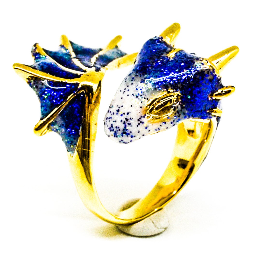 Gold Sapphire Dragon Ring