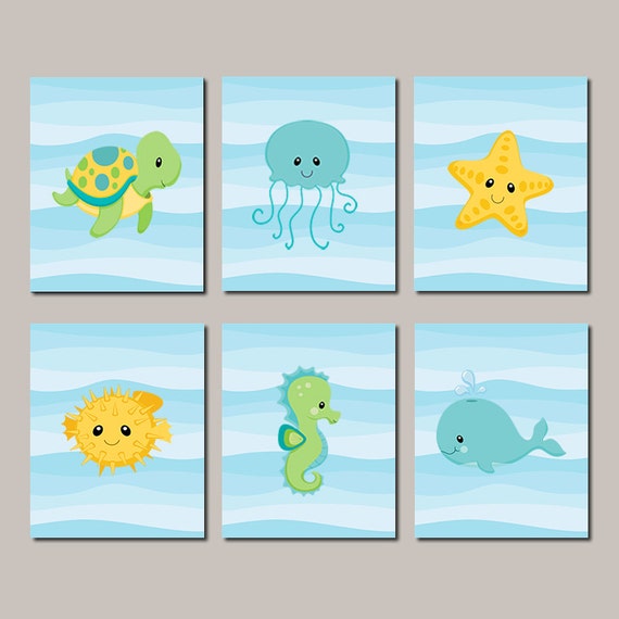 Sea Animals Nursery Sea Life Wall Art Boy Nursery Decor Sea