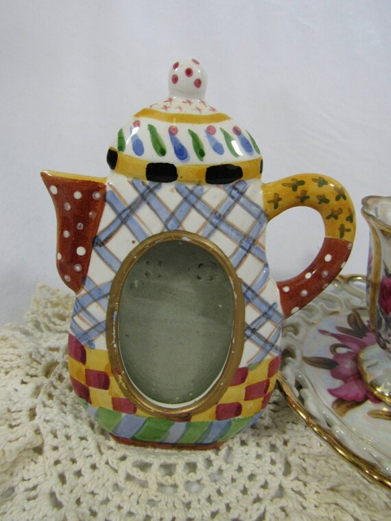 Vintage Ceramic Teapot Photo Frame Miniature Photo Frame
