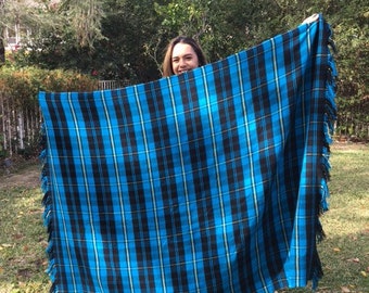 Blue plaid blanket , soft