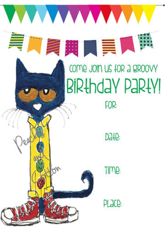 Pete the Cat Birthday Invitation