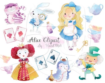 Cute Alice in Wonderland clipart : Instant Download PNG file - 300 dpi