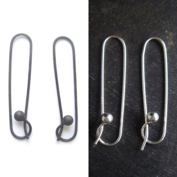 Safety Pin Earrings Sterling Silver Threader Earrings