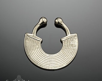 Silver Faux Septum Ring, Fake Septum Ring, Fake Nose Piercing, Sterling Silver Septum Cuff, Big Septum Ring