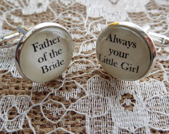 Father of the Bride Cufflinks - various text options available. Father of the Bride gifts, wedding cuff links, wedding cufflinks