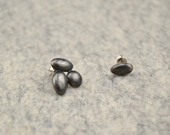 Asymmetrical earrings/Oxidized sterling silver earrings/silver oxidized / gift to her / single piece