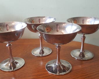 Set of 4 EL deUberti Silverplated Goblets, Made in Italy