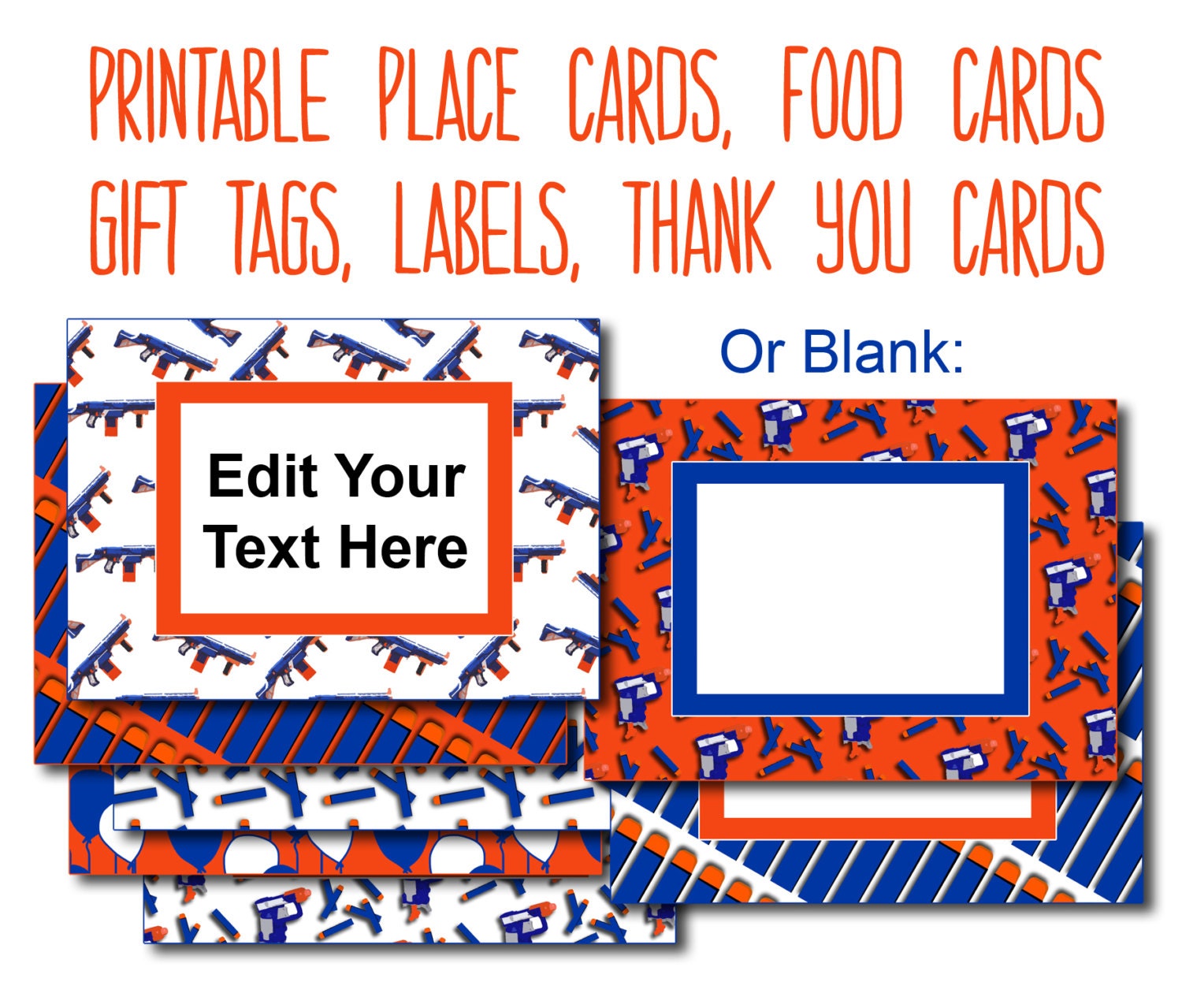 Nerf Party Food Tags Editable Tags Nerf Food Labels