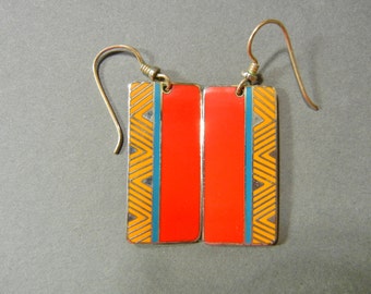 Laurel Burch Festivity Earrings, Laurel Burch Red earrings, Laurel Burch geometic earrings, Laurel Burch tribal earrings, laurel african
