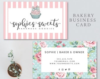 Bakery business card, cupcake business card, bakery logo, cupcake, cake, bakery, bakery stationary, BUSINESS CARD 3834