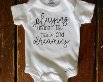 Dave Matthews Band "Playing Under the Table and Dreaming" Baby Organic Onesie Bodysuit or Toddler Baseball T-shirt