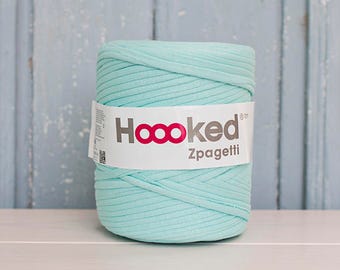 t-shirt yarn 135 yards, ecologic cotton, Zpagetti, mint, recycled yarn, cotton yarn, elastic yarn