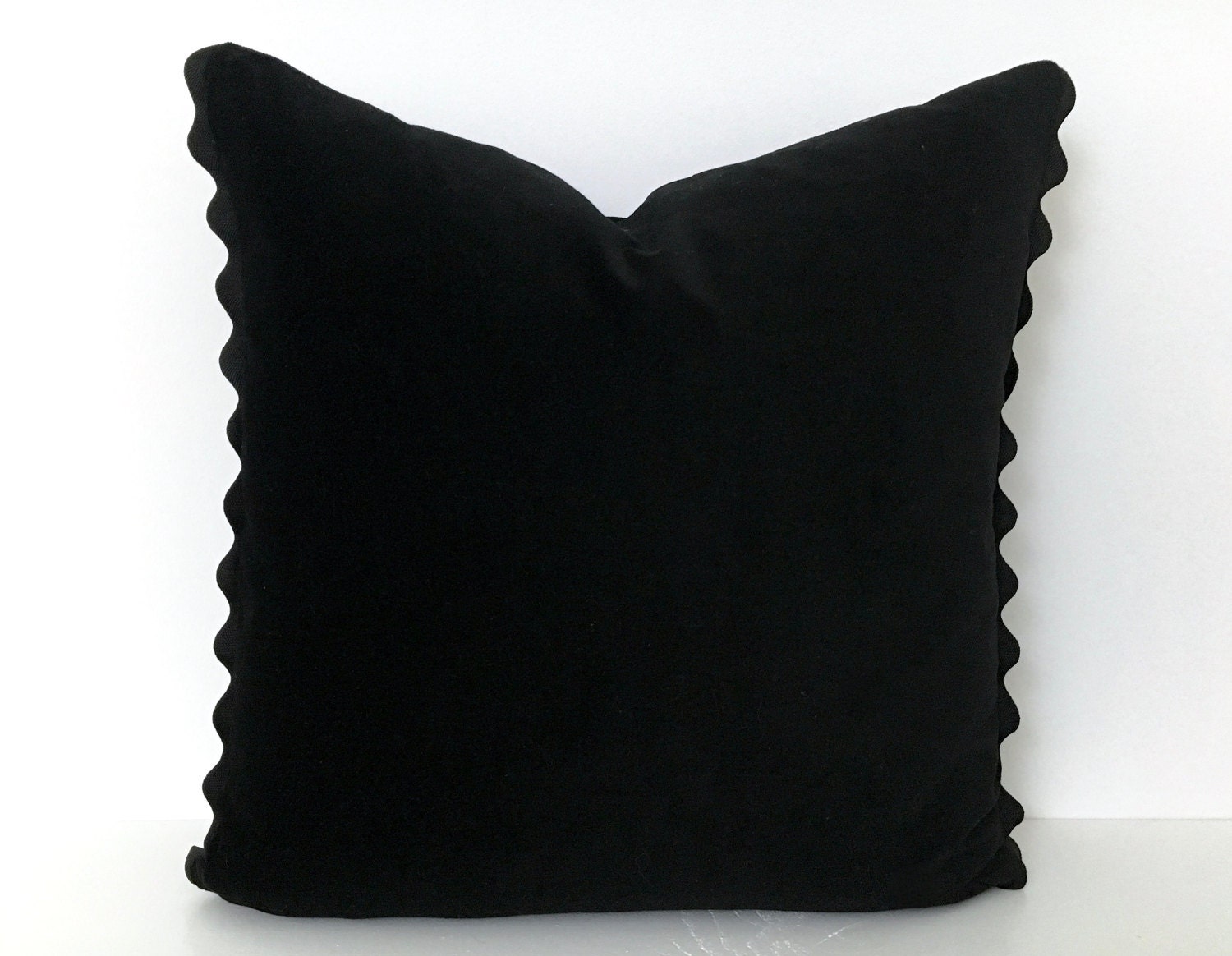Black Velvet Pillow Cover with Ric Rac Trim