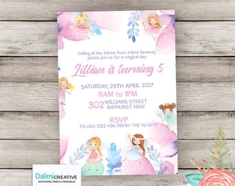 Fairy Invitation - Fairy Birthday Invitation - 3rd birthday - Fairy Party Invite - Watercolor Birthday Invitation - Printable Invitation!