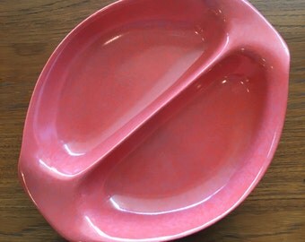 Vintage Russel Wright Divided Melamine Bowl Red Orange 1950's Residential by Northern