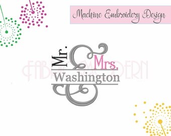 AMPERSAND SPLIT FRAME Embroidery Design,Mr and Mrs, monogram frame, split monogram, split ampersand,7 sizes, #551