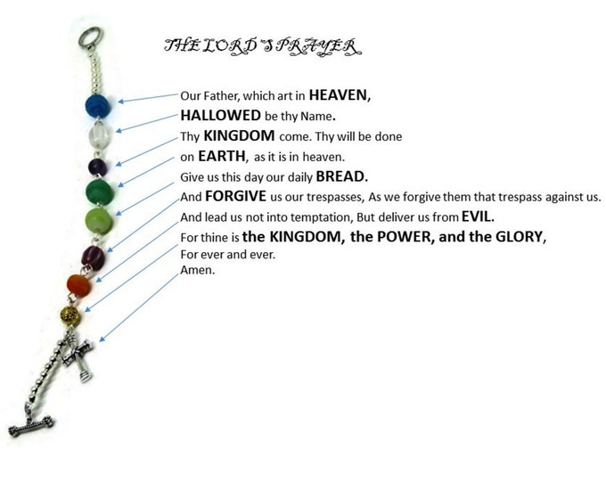 The Lords Prayer Bracelet - Matthew 6 Beaded Bracelet - Custom Wrist Size - Catholic Bracelet - Christian Jewelry - Learn to Pray