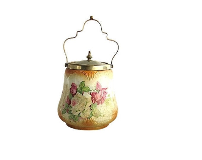 Antique Wedding Rose Biscuit Barrel by Empire Porcelain Co - Vintage Empire Works Stoke on Trent Cookie Jar - Empire Ware Made in England