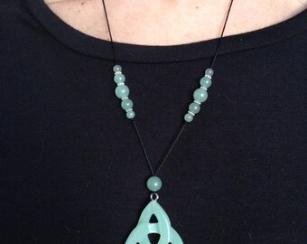 Celtic Pendant Necklace/Aventurine necklace/long necklace