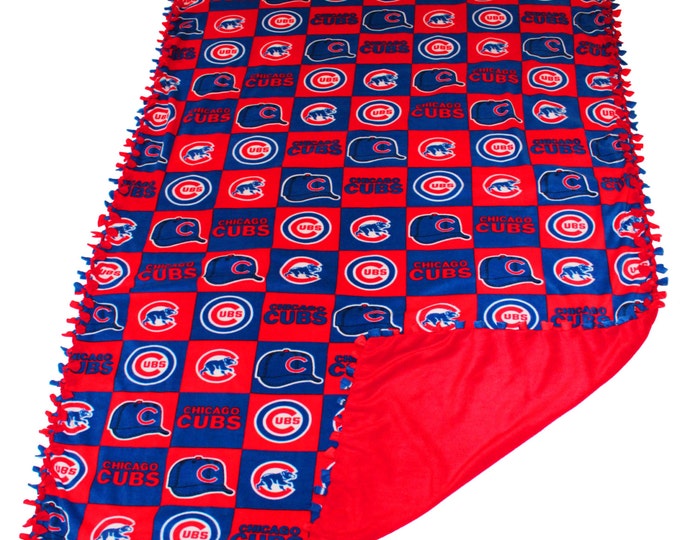 Chicago Cubs fleece, cubs blanket, chicago cubs plaid blanket, MLB no sew fleece, World Series Champs, Cubs weighted fleece blanket