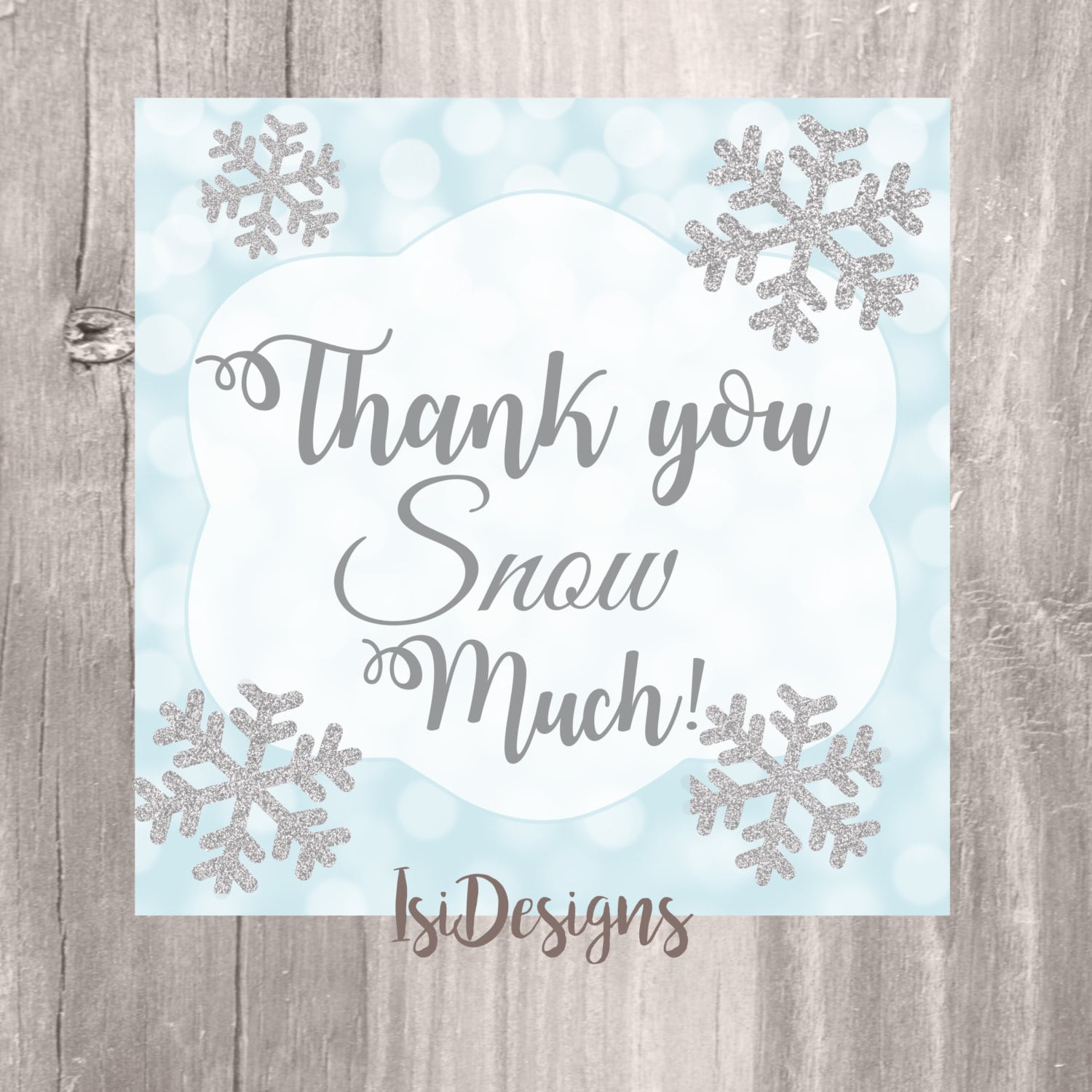 Snowflake Thank You Tags Printable Winter Favor Tag Blue and