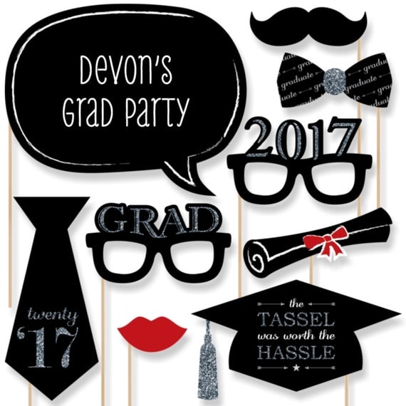 20 Silver Graduation Photo Booth Props - 2017 Graduation Party ...
