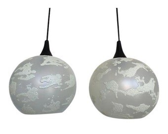 Mid Century Globe Pendant Lights, Pair