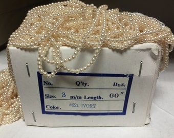 6,360 Vintage Japanese Pearl 3MM Ivory. Made in Japan.Vintage Ivory Pearl,Pearl Strand.