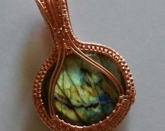Labradorite Pendant, Wire Wrapped Pendant, Wire Wrapped Jewelry, Labradoite Jewelry, Labradorite Wire Wrap, Unisex Pendant