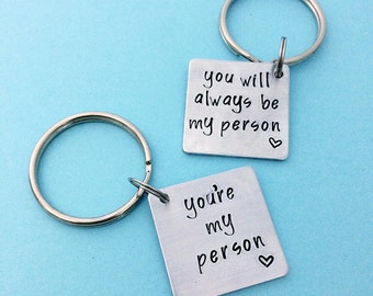 youre my person, you will always be my person, set of 2 anniversary gift keychains, best friend keychain set