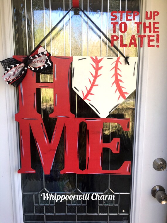 Baseball door hanger home plate door hanger baseball decor