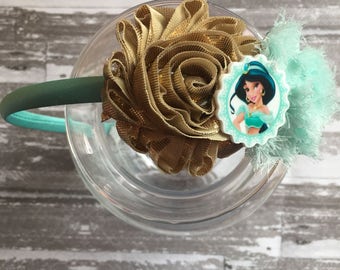 FREE SHIPPING - Princess Jasmine Headband - Jasmine hair bow- Jasmine Birthday Party - Jasmine Birthday Party