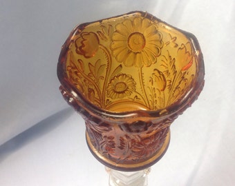 Amber daisy votives, amber floral votives, amber Daisy homco votive, amber sconce votive, amber candleholder