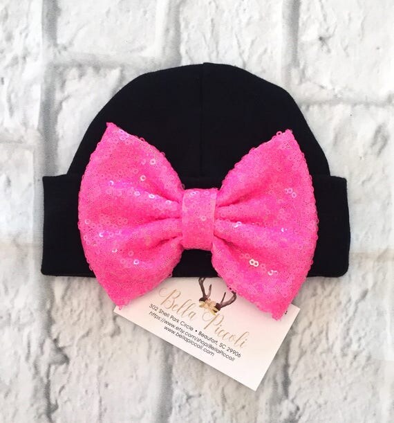 Newborn Hats Sequin Bow Newborn Hats Newborn Girl Hats