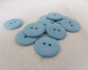 blue resin buttons, mid blue buttons, pack of ten, 10 button pack, 10 blue buttons, 23mm size, two hole buttons, resin buttons