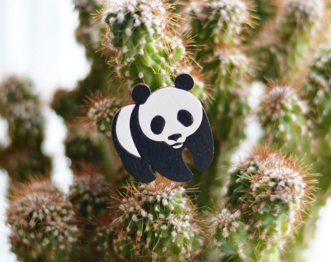 Panda // WWF // Wooden brooch is covered with ECO paint // Laser Cut // 2017 Best Trends // Fresh Gifts