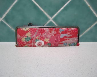Vintage Small Kimono Glasses Case - Spectacle - Red - Japanese