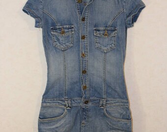 4511343 Navy Blue Buttoned Lyocell Dress