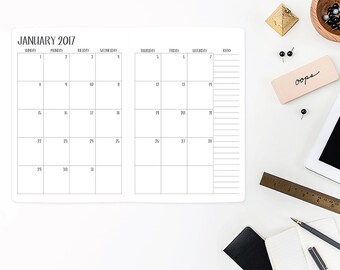 2017 Monthly A6 Traveler’s Notebook Insert – A6 size - Midori refill - Traveller's