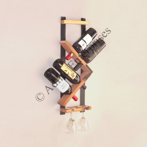 Wall Wine Rack Wall Mounted Wine Rack Wood Wine by AdliteCreations