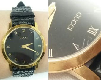 Gucci 2200 M 1990s Swiss Quartz Movement Designer Wrist Watch ~ Birthday Anniversary Valentine's Roman Numerals Gold Toned Luxury Classy