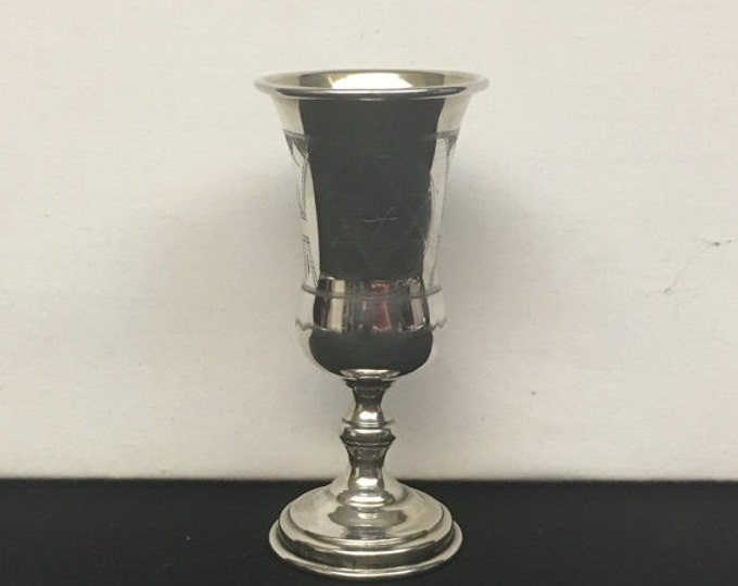 Storewide 25% Off SALE Vintage Sterling Silver Cordial Liquor Inscribed Goblet Featuring Gold Washed Interior