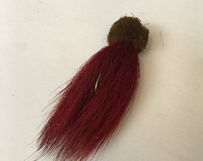 Storewide 25% Off SALE Vintage Large Red Hair Plume Jig Fishing Bait Hook Lure Featuring Original Construction Design