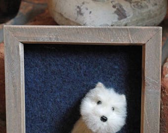 Westie. West Highland White Terrier. Needle Felted Portrait. 3D felt dog. Mistletoe Dreams.