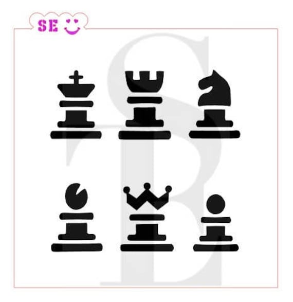 Chess Pieces Set Stencil