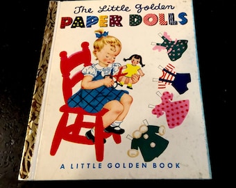 Vintage The Little Golden Paper Dolls, RARE Dolls in Book, Hilda Miloche and Wilma Kane, Simon and Schuster, Copyright 1951, First Edition,