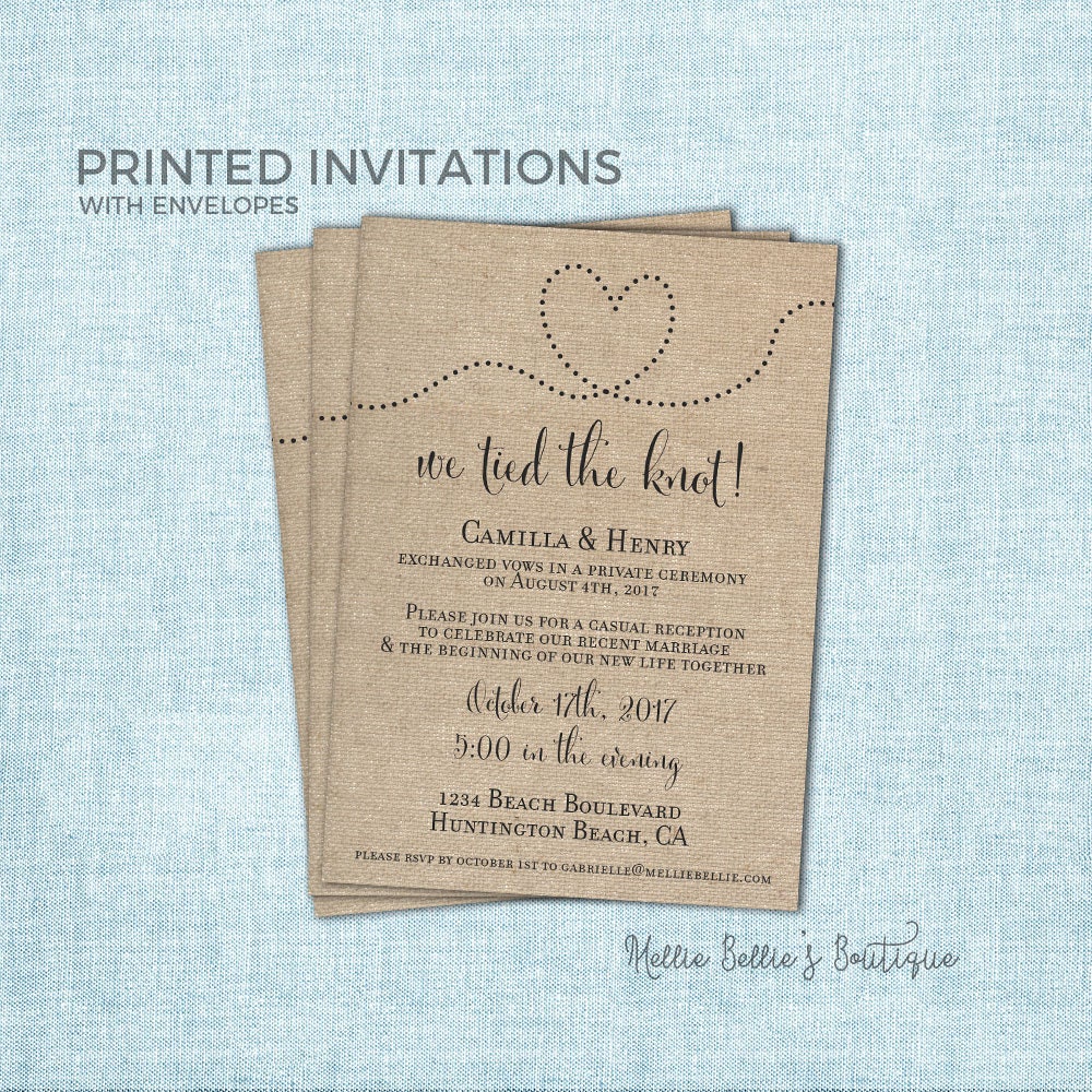 Printed Elopement Reception Invitations Elopement