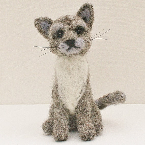 Cat/Kitten Needle Felting Kit felt starter by LincolnshireFenn